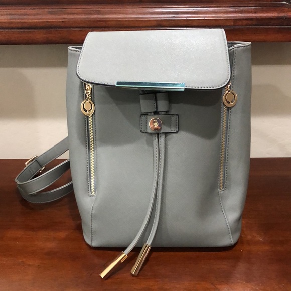 Wink Kangaroo backpack shoulder bag purse faux leather gray - Picture 9 of 9